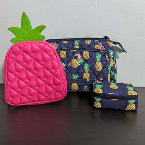 Vera Bradley Pineapple Crossbody & Pill Organizer + B&BW Pineapple Cosmetic Bag